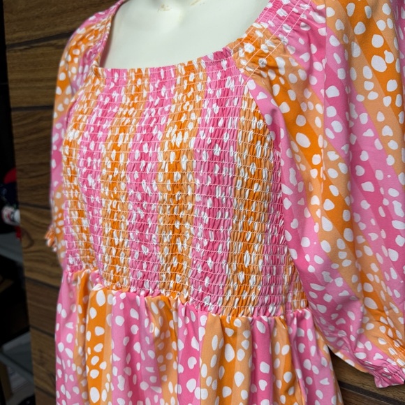 Michelle McDowell size medium Multicolored Puff Sleeve Peplum Blouse - Picture 7 of 7